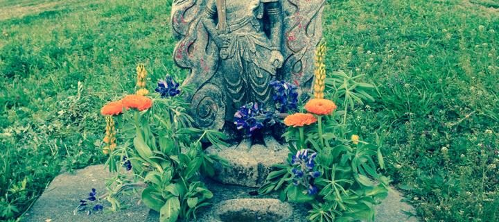 お不動さんとお花